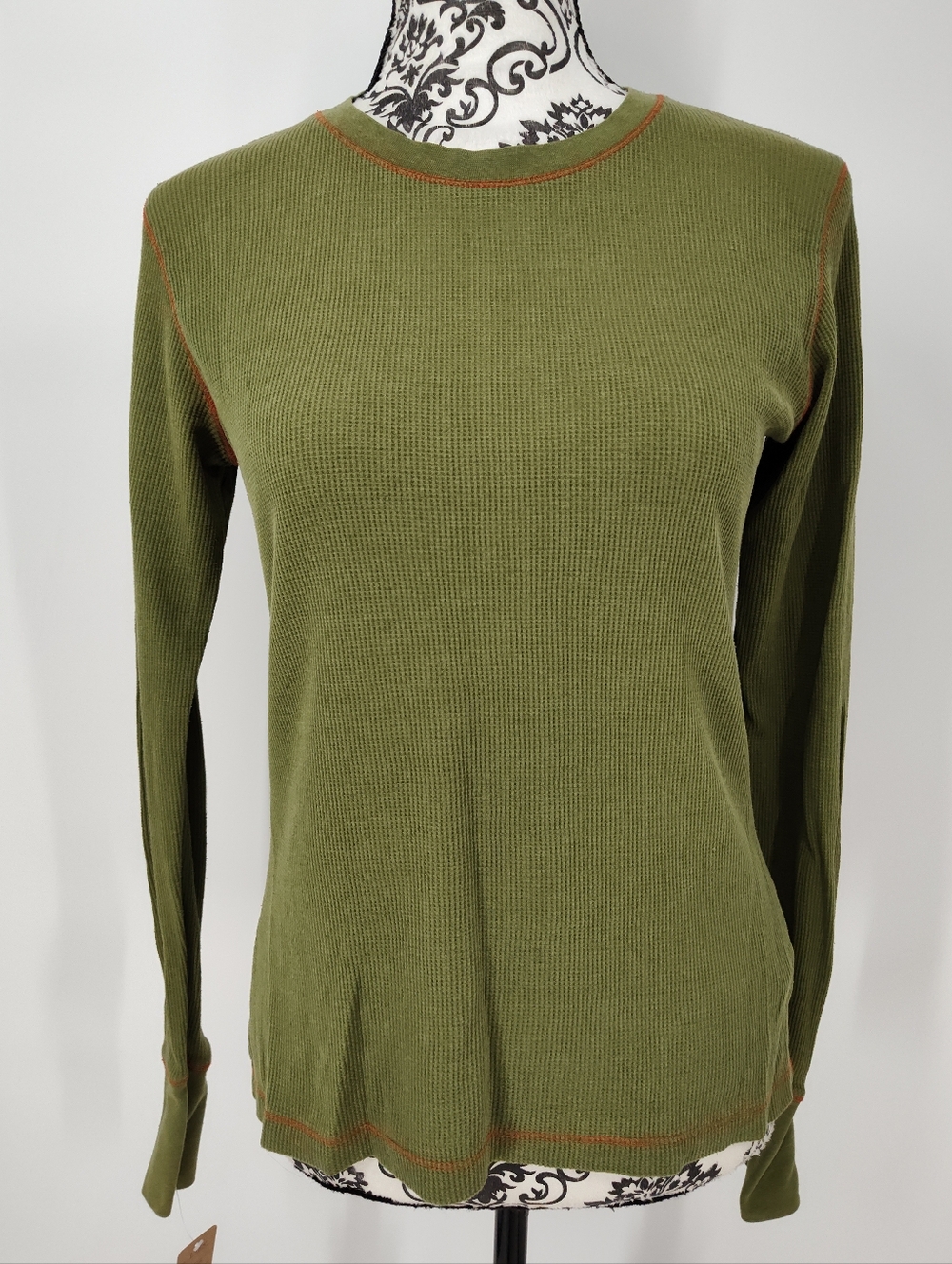 WWS Authentic Army Green Long-Sleeve Thermal Top with Contrast Stitch Women's XS
